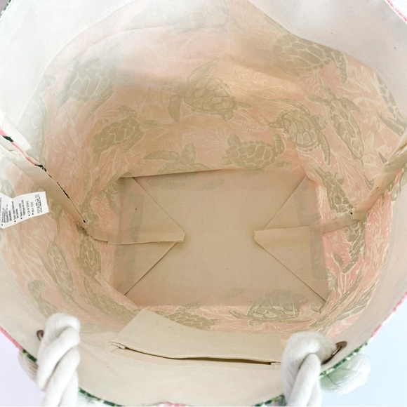 Tommy Bahama Pink Sea Turtle Large Reusable Beach Tote 17” x 14” x 9” - Picture 10 of 11